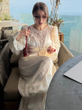 MQTIME  -  Elegant Women's Shirt Set Full Sleeve Lace Patchwork Shirts Lantern Loose Pants Female Satin Sets Summer Fashion Lady Suit
