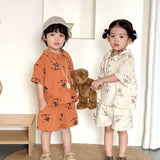 MQTIME  -  Summer New Children Short Sleeve Clothes Set Boys Girls Lapel T Shirts + Shorts 2pcs Suit Kids Cotton Yarn Casual Outfits