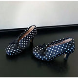 MQTIME  -  Vintage Lapel Design Polka Dot Women Pumps Fashion Bowknot Tassel Horsehair High heels Spring Autumn Female Chunky Modern Shoes