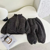  MQTIME  -  Children Plush Velvet Sets 2-8Y Boys Winter Warm Suits New Kids Padded Clothing Outfits Baby Girls Thickened Jackets+Pants 2Pcs