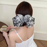 Mqtime  Large Lace Bow Hair Clip Embroidered Bowknot Sweet Ribbon Hairpin Girl Headdress Top Clip Korea Hair Accessories