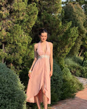  MQTIME  -  New Women's Clothing Neck Long Dress Waist Button Adjustment Holiday Style Dress Women