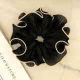 Mqtime  Korean Retro Wrinkle Chiffon Scrunchies for Women Girls Sweet Temperament Fashion Exaggerated Hair Band Hair Accessories