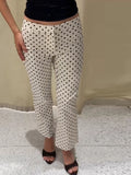  MQTIME  -  Fashion Polka Dot Printed Long Pants For Women Elegant Zipper Mid Waist Straight Leg Trouser Female Street Chic Slim Pencil Pant