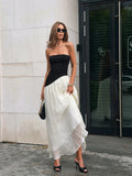 MQTIME  -  Spring/summer New Fashion Temperament Slim Dress Contrasting French Elegant Long Skirt A-line Skirt