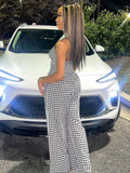  MQTIME  -  Zipper Plaid Loose Jumpsuits Women Fashion Turn-down Collar Halter Backless One Piece Jumpsuit Casual Straight Rompers