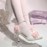 MQTIME  -  Elegant woman heeled shoes pink wedding bridal heels for ladies rose Lolita cosplay heels y2k cutecore dress shoes