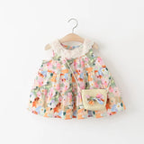 MQTIME  -  2Piece Sets Summer Kids Clothes Korean Cute Doll Collar Sleeveless Cotton Princess Flower Girl Dresses+Bag Toddler Dress B034