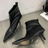 MQTIME  -  Sexy Women Ankle Boot Fashion Pointed Tip High Heeled Boots for Woman Luxury French Style Casual Shoe Designer Shoes Botas Mujer