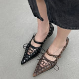  MQTIME  -  Pointed Toe Flat Bottomed Ballet Single Shoes Punk Style New Fashionable Women Shoes rivet strap bow Handmade Shoe