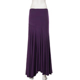  MQTIME  -  Women's Elegant Purple Low Waisted Maxi Skirt Flowy A-Line Flared Long Skirt with Elastic Waist Casual Summer Beach Dressy Skirt