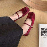 MQTIME  -  2024 Red Women New Flat Shoes Fashion Shallow Round Toe Ladies Elegant Ballerinas Soft Solse Outdoor Dress Mary Jane Shoes