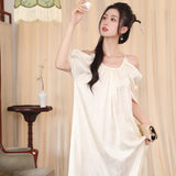 MQTIME  -  Summer Lingerie Sleep Wear Apricot Nightdress Clothes Women French Nightgowns Sexy Nightwear