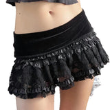  MQTIME  -  Lace Splicing Skirt Low Waist A Word Cake Skirt Women's Clothing