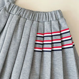 MQTIME  -  Baby Girl College Style Summer 2PCS Clothes Set Polo Collar Kid Girl Vest Top Set Thin Stylish Stripe Pleated Skirt Belle Outfit