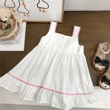 MQTIME  -  2024 New Summer Children Girls Dress Korean Cotton Flower Baby Girls Dress Loose Letter Floral Pattern Toddler Girls Sling Dress