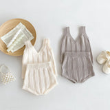 MQTIME  -  2psc Summer Newborn Infant Baby Boy Girls Knit Waistcoat + Shorts Muslin Sleeveless Hollow Ventilate Kids Fashion Baby Cloting
