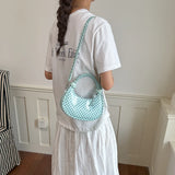 MQTIME  -  Women Polka Dot PU Leather Mini Handbag New Trend Female Top Handle Cute Half Moon Shoulder Purse Lady Crossbody Bags