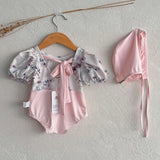MQTIME  -  New Summer Baby Girls One Piece Swimsuit+Hat Short Sleeved Printed Splicing Baby Jumpsuit Swimsuit Children Bikini Swimwear