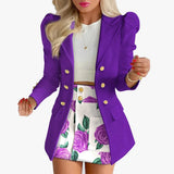  MQTIME  -  New Autumn/winter Temperament Commuter Fashion Casual Printed Long-sleeved Suit