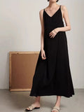 MQTIME  -  Black Backless Camisole Dress For Women'S Summer New Design Sense, Niche Fairy Beautiful Back Camisole Long Dress