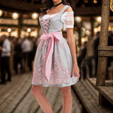 MQTIME  -  Women 2024 New Pink Bowknot Lace Up Oktoberfest Cosplay Suits Party Costume German Beer Stage Performance Costume Apron Dress