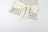 MQTIME  -  Lace Up Ribbon Patchwork Polka Dots Print Strapless Mini Dress Women Sexy Ruffles Hem Sleeveless Backless Bodycon Party Clubwear