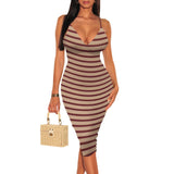 MQTIME  -  Women's Spaghetti Strap Sexy Bodycon Floral Print Midi Dress Deep V-Neck Sleeveless Cocktail Party Club Guest Dresses