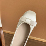  MQTIME  -  Sweet Butterfly-knot Women Satin Mary Jane Shoes Concise Slip On Low Heel Party Shoes New Spring Autumn Ladies Dress Pumps