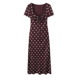  MQTIME  -  Women Sexy Dress Fashion Short Sleeves Bodycon Dresses Women Spring Summer Elegant Dot Print Party Long Dress