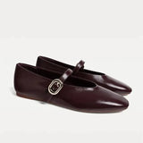 MQTIME  -  PU Leather Flats Mary Janes Shoes Women Spring Autumn Elegant Red Buckle Strap Shoes Ladies Shallow Casual Streetwear Loafers