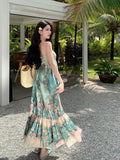 MQTIME  -  Beach Boho Floral Midi Dress Women Casual Y2k Clothing Bodycon Sexy Dress Even Party One Piece Dress Korean Fashion Sleeveless