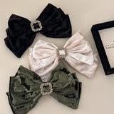 Mqtime Vintage Velvet Bow Large Hair Clip Headwear 2024 Autumn Winter Temperament Zircon Korean Elegant Hairpin Female Hair Accessories