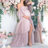  MQTIME  -  Elegant Sleepwear Women Bathrobe Off Shoulder Ruffles Wedding Bridal Robe Customize Nightgown Pajamas