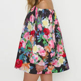 MQTIME  -  Sexy One Shoulder Backless Dress Vintage Floral Print Mini Dress For Women Elegant Loose Long Sleeved Beach Vacation Dress