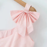 MQTIME  -  Sexy Pink 3D Bow Strap Tank Dress Women Slim Low Waist Spliced Lace Pleated Hem Ball Gown Sling Dresses Short Party Robe