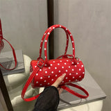 MQTIME  -  Niche Polka Dot Bag for Women French Retro Underarm Crossbody Bag, Exquisite Hand-Held Women's Cylindrical Bag