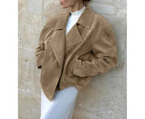MQTIME  -  Ladd Vintage Suede Autumn/winter Design Sense Blazer with A Loose Collar and A Relaxed Temperament Commuter Jacket