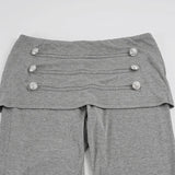 MQTIME  -  American Low Waist Button Design Solid Slim Casual All Match Temperament Capris