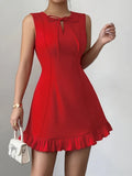 MQTIME  -  Summer New Sexy Short Sleeveless Female Dress Pure A-Line Fashion Arrival Women Clothing Fashion Temperament Bowknot Dresses