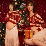 MQTIME  -   Women Photography Props Christmas Red X'mas Maternity Dresses Pregnancy Dress Clothes Studio Shoots Photo Props