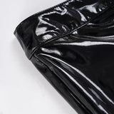 MQTIME  -  Fashion 90s Punk PU Leather Low Rise Pants for Women Gothic Outfits Skinny Flare Pants Club Party Streetwear