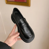  MQTIME  -  Leather shoes Spring and Autumn British style retro polished color thick sole lazy loafers women's shoes