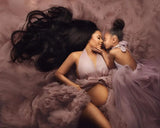 MQTIME  -  Tulle Maternity Robes With Bow Ruffled Layered Long Puffy Women Tulle Maternity Dress Custom Made For Photography