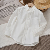 MQTIME  -  Boy's Linen Shirt Daily Casual Turn-Down Collar Long Sleeved Top College Spring Breathable Skin-Friendly Cotton-Linen Shirts