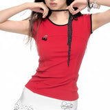 MQTIME  -  Cherry Pendant Bodycon Skinny Crop Top Short Sleeve T-Shirt TShirt Cropped harajuku fairycore 2000s y2k grunge korean cloth cute