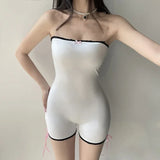 MQTIME  -  American Style Sexy Lace Trim Belted Slimming Crop Top Romper Spring Summer New Outerwear Versatile Pants for Women
