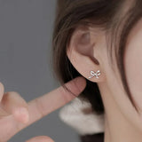 Mqtime 1Pair Sweet Cute Bow Stud Earrings for Women Korea Silver Color Ribbon Earrings New Simple Minimalist Ear Piercing Jewelry Gifts