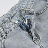  MQTIME  -  Fashion Low-rise Wide-leg Casual Light-colored Jeans New Street Personality Straight Trousers Baggy Jeans