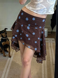  MQTIME  -  Temperament Vintage Polka Dot Print Irregular Design A-LINE Short Skirts